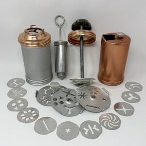 Mirro Dial A Cookie Set 12 Design Discs Press Plunger Decorator Vtg 60s